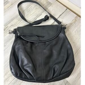 Margot Women’s Black Leather Crossbody Bag Adjustable Strap Snap Closure New